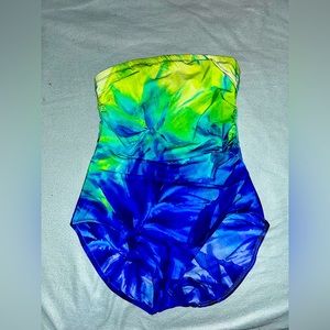 Tie Die Floral Bathing Suit